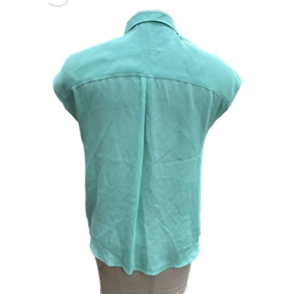 Michael Stars 100% Silk Short Sleeve Blouse Sz. S Light Mint Green - Picture 8 of 11